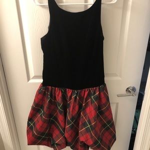 Black Velvet and plaid dress